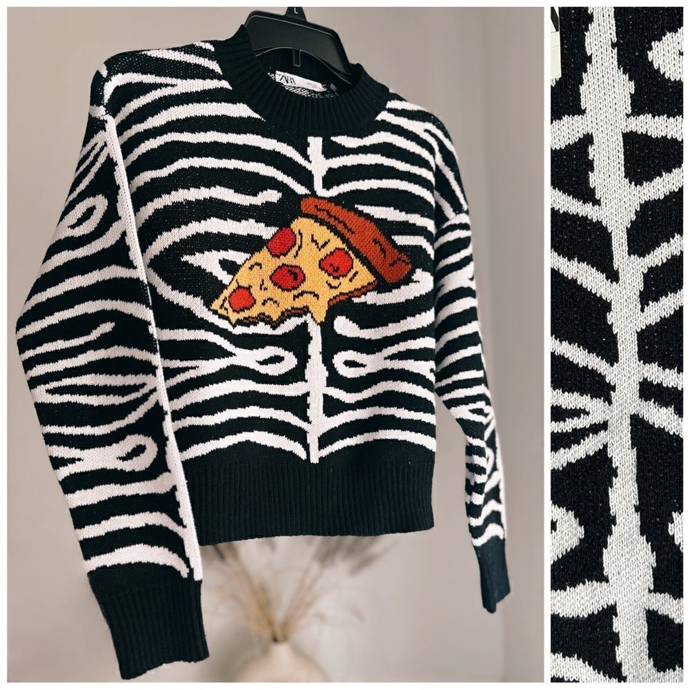 Zara Pizza Jacquard Sweater New
